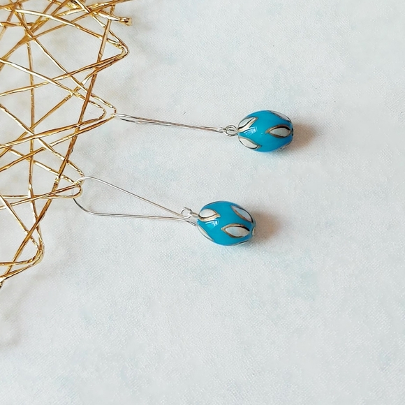 Turquoise Sterling Silver Drop earrings - Picture 3 of 4